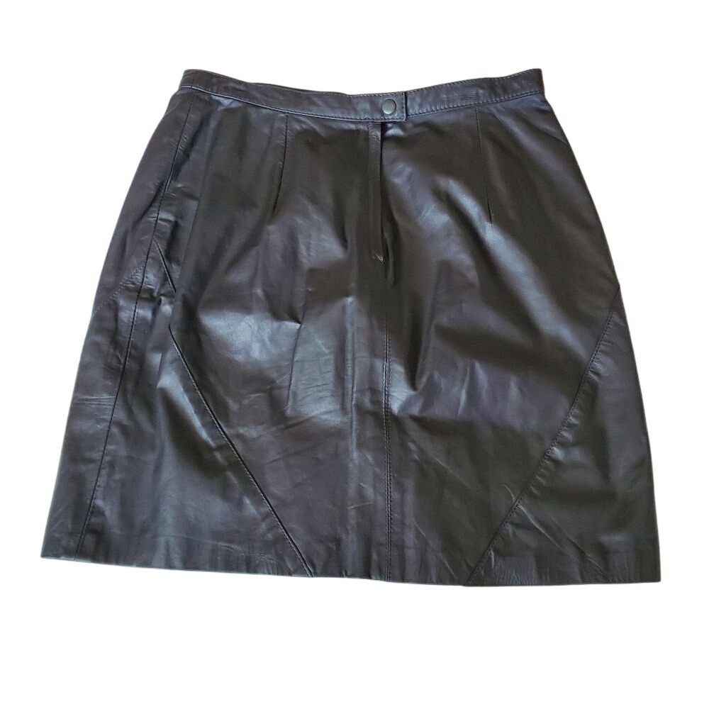 VINTAGE Comit Women's Genuine Leather Mini Skirt Size Large Black